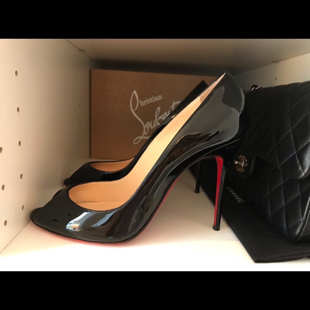 Christian Louboutin Black Patent Leather Stiletto Heels - Picture 2 of 8